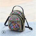 Puloru Embroidered Flower Zipper Travel Shoulder Bag Daypack for Women