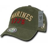 RapDom Marines Vintage Athletic Embroidered Mens Cap [Olive Green - Adjustable]