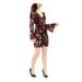 GUESS Womens Red Floral Bell Sleeve V Neck Short Wrap Dress Party Dress Size XS