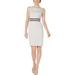 Kasper Womens Petites Mini Jacquard Sheath Dress White 12P