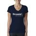 Dreamin' Dr Martin Luther King Jr. 1963 Womens Junior Fit V-Neck Tee, Navy, Small