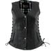 Xelement XS4505 Ladies â€˜Flannelâ€™ Black Leather Vest with Snap Button Closure