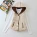 Women Solid Short Outerwear Cotton Jackets Pocket Loose Stand Vest Coats