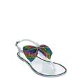 Crystal04 by 1, Rhinestone Jelly Thong Sandal - Womens Flat Crystal Embellished Shoes