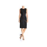 Adrianna Papell Womens Pintuck Lace Inset Sheath Dress