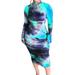 Winnereco Women Tie Dye Print Slim Dress Long Sleeve Midi Dresses (Sky Blue M)