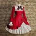 Lady Women Lace Long Sleeve Bowtie Cosplay Costumes Party Dress With Bow gothic