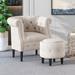Chesterfield Chair - Rosdorf Park Starks 28.25" W Tufted Chesterfield Chair & Ottoman in White/Brown | 28.75 H x 28.25 W x 43.25 D in | Wayfair