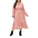 UKAP Women Elegant Dress Plus Size Long Sleeve Maxi Dress with High Waist and Tie Knot Floral Print Casual Loose Chiffon Sundresses