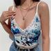 Women's Sexy Stitching Deep V Neck Tie Dye Print Tank Top