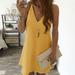 Women's Sling V Neck Large Swing Dress Solid Color Loose Casual Sleeveless Dress Summer Dress Beach Skirt Plus Size Dress