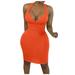 Mnycxen Women's Sexy Summer Dress Womenâ€™s Fashion Sexy Sheath Sleeveless Dress Solid Color Deep V-Neck Dress