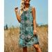 New Women's Summer Floral Print Crewneck TankTop Dress National Style Print Dress Casual Sundress Sexy Shift Dress Boho Party Sleeveless Dress