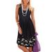 Tuscom Women's Casual Sleeveless Boho Floral Mini Dress Summer Knee Length Beach Halter Neck Dresses Cami Tank Dress Fashion Sundress Party