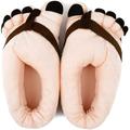 Xelparuc Cartoon Toe Big Feet Velvet Anti-Slip Warm Soft Slippers Cotton Indoor Home Floor Shoes US 4-10 Brown-A