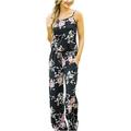 Summer Women Spaghetti Strap Jumpsuits Rompers Casual Floral Beach Loose Overalls Palysuits Long Jumpsuits Pants Trousers