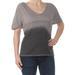 FREE PEOPLE Womens Gray Dip Dye T Shirt Short Sleeve Scoop Neck Top Size M