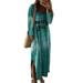 Women's New Simple Letter Printed Casual Long Round Neck Long Sleeve Slit Dress