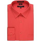 Marquis Men's Long Sleeve Slim Fit Solid Dress shirt -Smoked Salmon-18.5 6-7