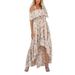 Colisha Bohemia High Low Hem Long Dresses for Women Off Shoulder Floral Maxi Dress Summer Beach Sundress Ladies Fashion Ruffle Party Holiday Dress