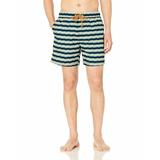 Original Penguin Men's Stripe Elastic Waist Swim Short Dark Sapphire Zig Zag XXL