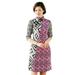 Women Special 1/2 Long Sleeve Modern Mandarin Chinese Cheongsam Qipao Sheath Short DressÂ ( Pink asymmetric prints )