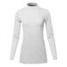 A2Y Women's Basic Solid Soft Cotton Long Sleeve Mock Neck Top Shirts White 1XL