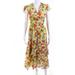 Banjanan Womens Mercy Floral Short Sleeve Midi Wrap Dress Yellow Size XS