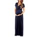 UKAP Women Summer V Neck Formal A Line Dress Maternity Pregnant Wrap Bohemian Sundress Short Sleeve Flowy Long Maxi Dresses