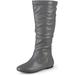 Brinley Co. Womens Extra Wide-Calf Mid-Calf Slouch Riding Boots Grey, 9.5 Extra Wide Calf US