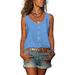 Women Workout Henley Tank Top Button Down Chiffon Scoop Neck Sleeveless Casual Cami Tunic Vest Shirts Summer Beach Blouse Camisole