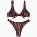 Women Scoop Neck Cut Out Front Lace Up Back High Cut Monokini Two Piece Swimsuit