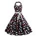 Junior Halter Neck Polka Dot Print Beautiful Swing Dress