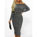Elegant Women dress off shoulder Sexy Bodycon Evening long sleeve casual Polyester Dresses one pieces