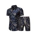 Avamo Men 2 Piece Outfit Short Sleeve Shirts and Shorts Summer Beach Set Lounge Activewear Casual Tracksuit Hawaiian Sweatsuit