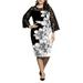 Skksst Plus Size Women Lace Mesh Sleeve Bodycon Evening Party Cocktail Dress