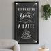 Red Barrel Studio® Love You a Latte - Picture Frame Textual Art on Canvas Canvas, in Blue/Green/Indigo | 18.5 H x 10.5 W x 1.5 D in | Wayfair