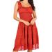 Sakkas Spring Maiden Ombre Peasant Dress - A-Red - One Size