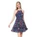 Ever-Pretty Women's Summer Sleeveless Open Back Loose Casual Comfy A-Line Pleated Short Dress 05693 Navy Blue US10