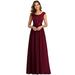 Ever-Pretty Women's Floral Lace Beach Dress Long Bridesmaid Gowns 00646 Burgundy US18