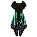 Butterfly Print Plus Size Women High Waist Skinny Shirts Dress