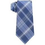 Calvin Klein Mens Salt Pepper Plaid Self-Tied Necktie