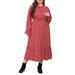 Avamo Women Boho Polka Dots Plus Size Dress Long Sleeve Tie Neck Casual Summer Beach Party Chiffon Long Maxi Dress