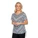 Alfred Dunner Womens Plus-Size Geometric Chevron Short Sleeve Knit Top With Side Ruching