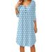 Women's Polka Dot Printed Button Pleated Three-Quarter Sleeve Loose Dress