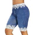 Lovaru Women's Denim Floral Printed Leggings Capris Pants