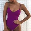EleaEleanor Balight Women Swimwear Sexy High Cut One Piece Swimsuit Backless Swim Suit Thong Bathing Suit Female Monokini Purple S