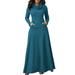 UKAP Womens Empire Waist Elegant Long Fomral Dress Evening Wedding Party Dresses Pocket Heaps Collar Long Sleeve Special Occasion Maxi Dress