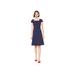 Lark & Ro Women's Cap Sleeve Square Neck Seamed Fit and Flare Dress, Midnight Blue 12