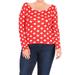 Women's Plus Size Casual Polka Dot Print Comfy Round Neck Long Sleeves Basic T-Shirt Top Made in USA